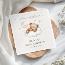 På moln nio neutral teddybjörn baby shower
