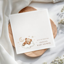 På moln nio neutral teddybjörn baby shower