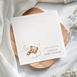 På moln nio neutral teddybjörn baby shower pappersservett