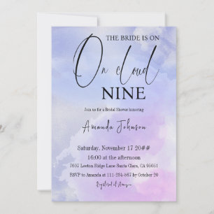 På molnet nio 9 Calligraphy Blue Möhippa Inbjudningar