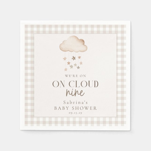 På molnet nio könsuppehållande babyskor pappersservett (Framsidan)