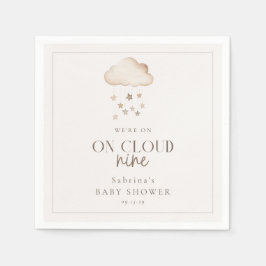 På molnet nio Neutral babydusch för kön Pappersservett