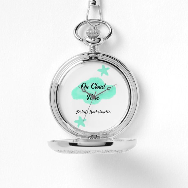 På molnet nio pastellgröna moln stjärna bacheloret armbandsur (Framsida)