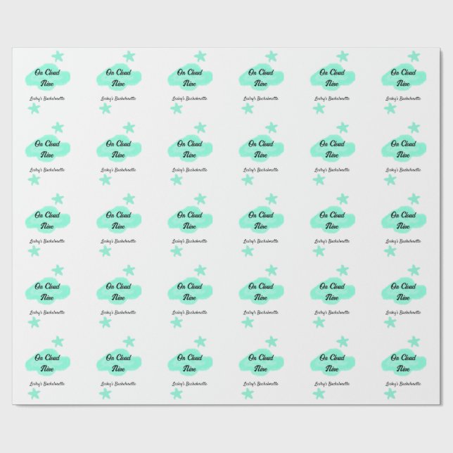På molnet nio pastellgröna moln stjärna bacheloret presentpapper (Platt)