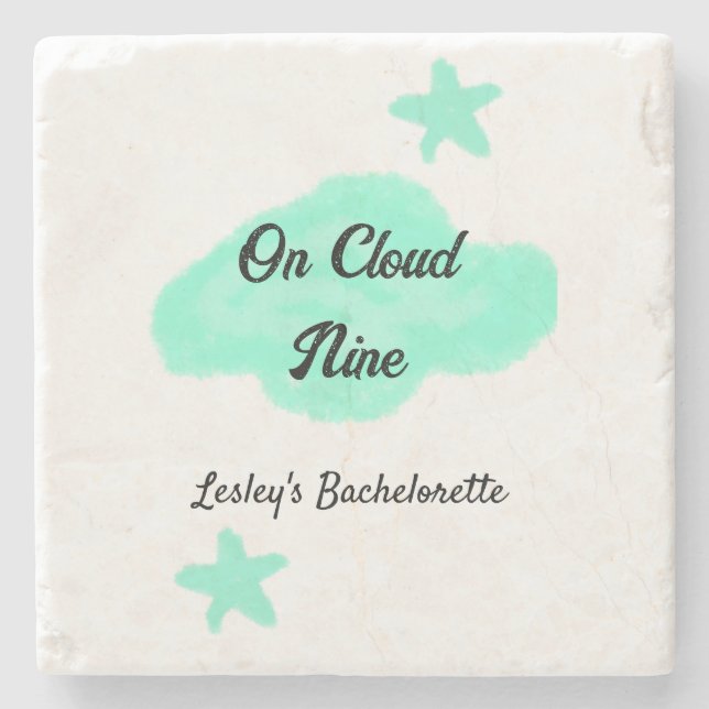 På molnet nio pastellgröna moln stjärna bacheloret stenunderlägg (Framsidan)