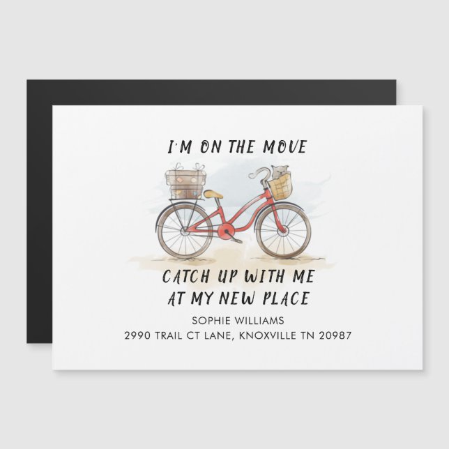 På Move Watercoler Bicycle Ny adress Flytta (Fram/baksida)