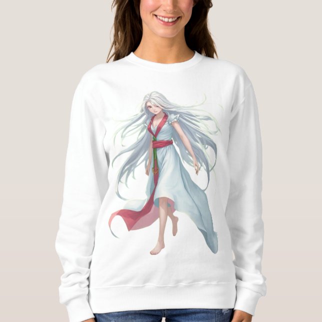 På natten Anime Women's Basic Sweatshirt T Shirt (Framsida)
