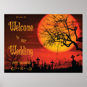 På natten Halloween bröllopsmottagningsskylt 24x18 Poster