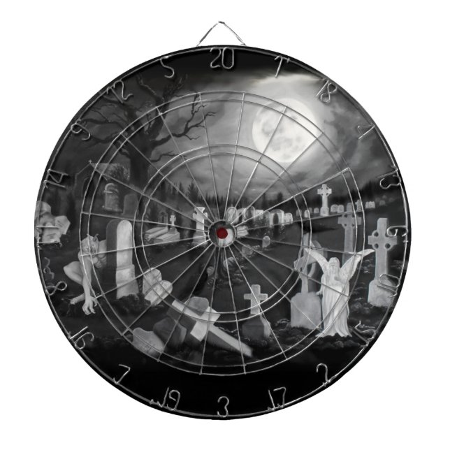 På natten på kyrkogården - Angel med Djävulen Darttavla (Framsidan)