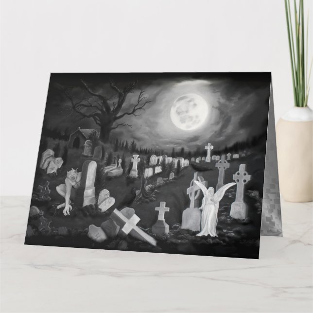 På natten på kyrkogården - Angel med Djävulen Kort (Framsida)