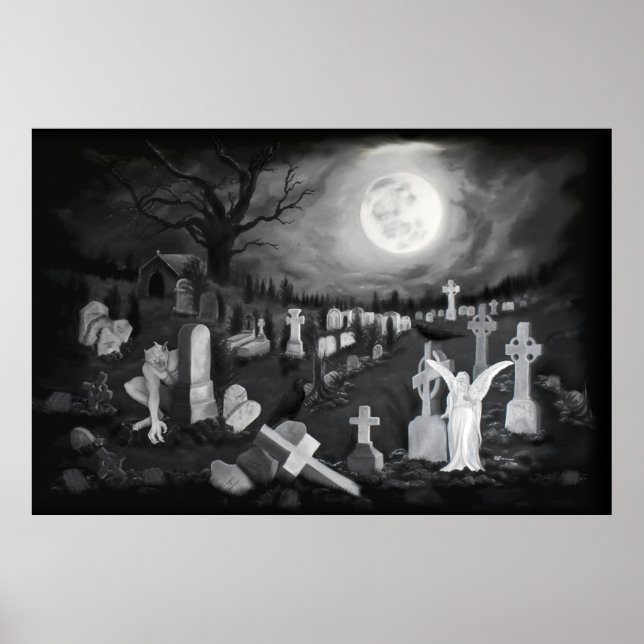 På natten på kyrkogården - Angel med Djävulen Poster (Framsidan)