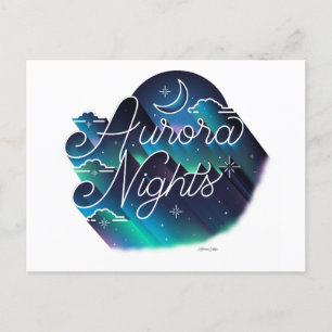 På nätterna för aurora/vykort helg vykort