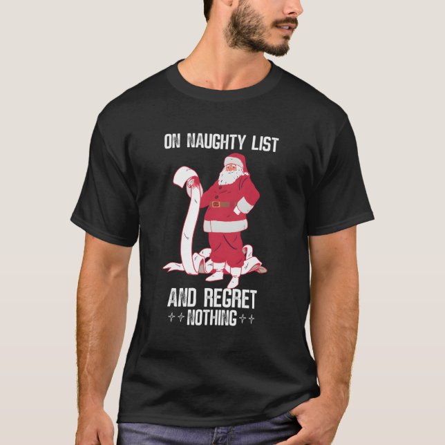 På Naughle List Merry Day Santa Elf T Shirt (Framsida)