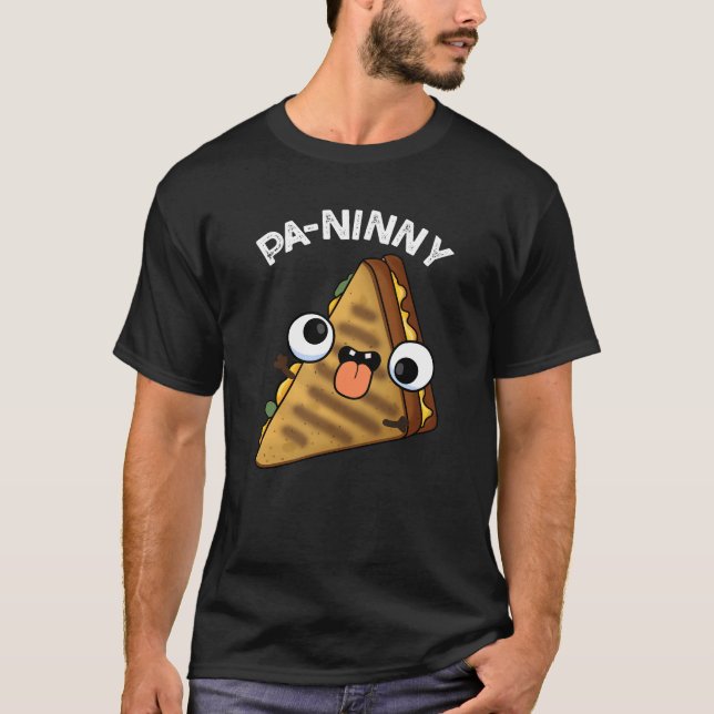 Pa-ninny Funny Panini Pun Mörk BG T Shirt (Framsida)