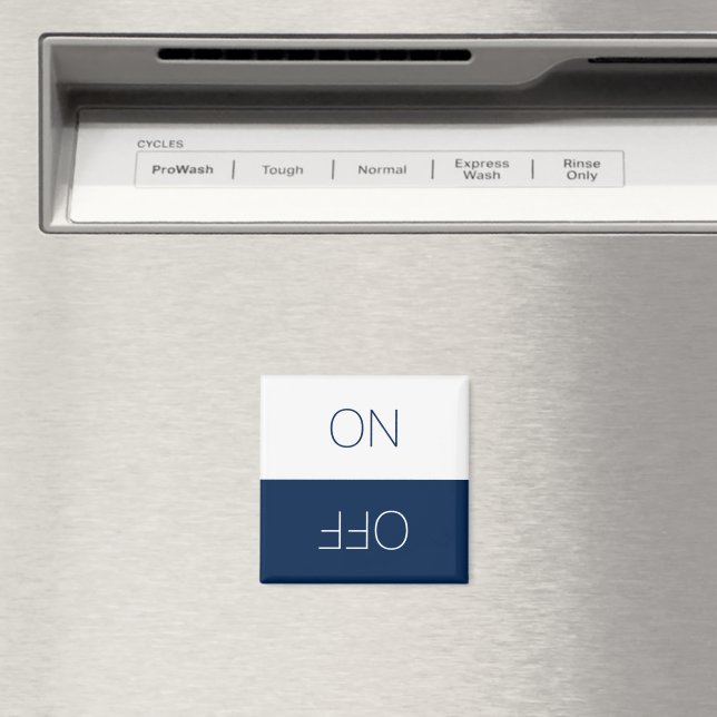 PÅ OFF-blåvit, ren, smutsig Dishwasher-symbol Magnet (In Situ (Dishwasher))