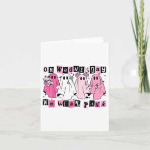 På onsdag Bära Cute Rosa Ghost Halloween Kort