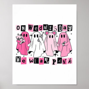 På onsdag Bära Cute Rosa Ghost Halloween Poster