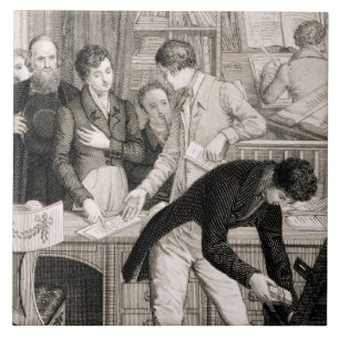 På packa ihop c.1800 (gravyr) kakelplatta