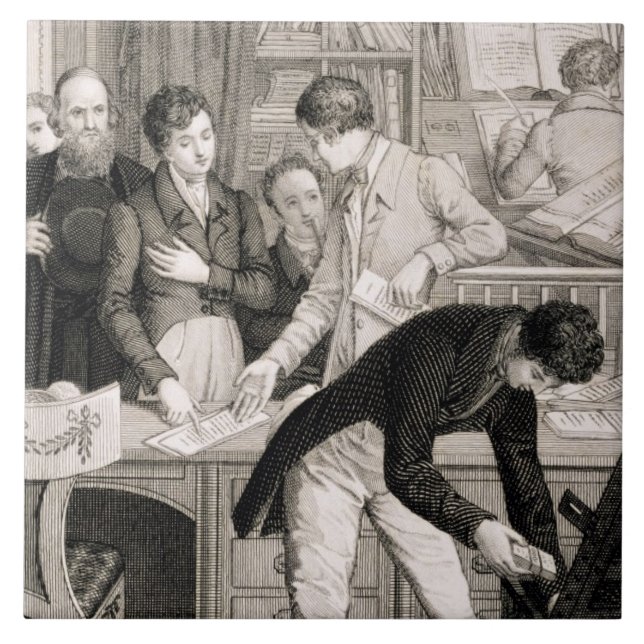 På packa ihop c.1800 (gravyr) kakelplatta (Framsidan)