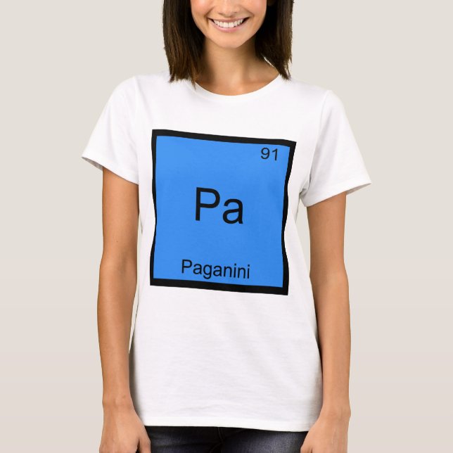 Pa - Paganini Rolig T-Shirt med Kemiskt Elementsym (Framsida)