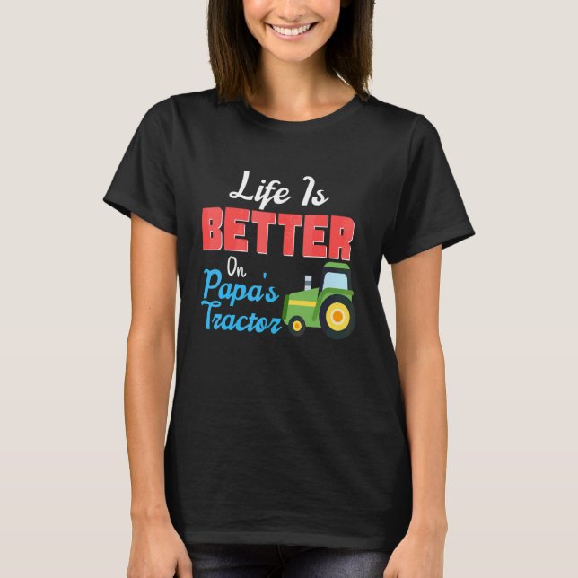 På Pappas Traktor Grön Gård T Shirt (Framsida)