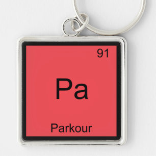 Pa - Parkour funny Chemistry Inslag-symbol Tee Fyrkantig Silverfärgad Nyckelring