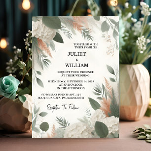 På  pastel Peach Mint Moss Sage Grönt Bröllop Inbjudningar