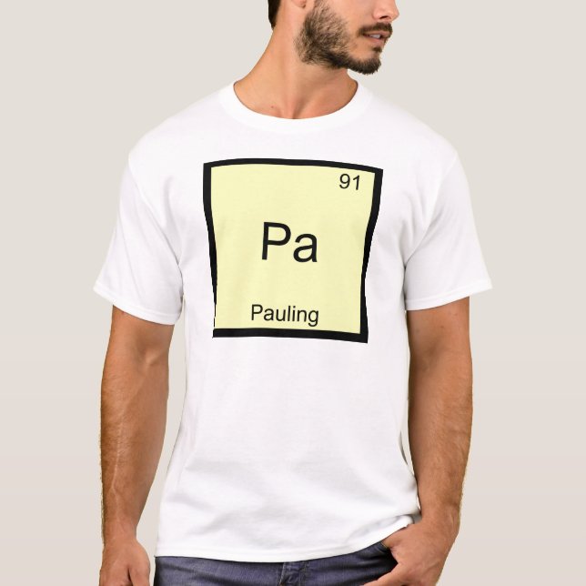 Pa - Pauling Rolig T-Shirt med Kemiskt Elementsymb (Framsida)