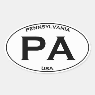 PA - Pennsylvania USA Ovallogotyp Ovalt Klistermärke