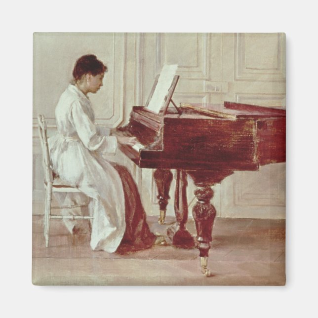 På Piano, 1887 (olja på canvas) Magnet (Framsidan)