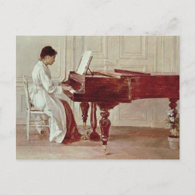 På Piano, 1887 (olja på canvas) Vykort (Framsida)