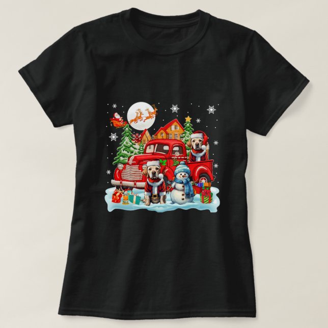 På Pickup jul två jultomte Labrador Retrievers T Shirt (Design framsida)