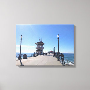 På Pier, Huntington Beach, Kalifornien Canvastryck