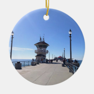 På Pier, Huntington Beach, Kalifornien Julgransprydnad Keramik