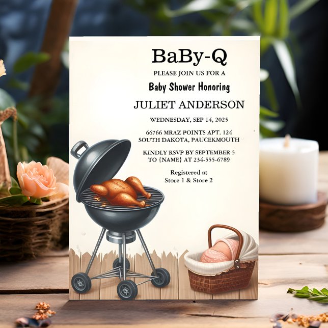 På Play Babyq Roligt Food Steak Beef Bbq Baby Show Inbjudningar (Skapare uppladdad)