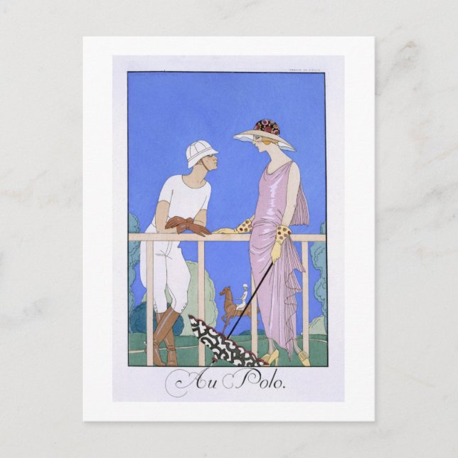 På Polo, 1920-29 (pochoir print) Vykort (Framsida)