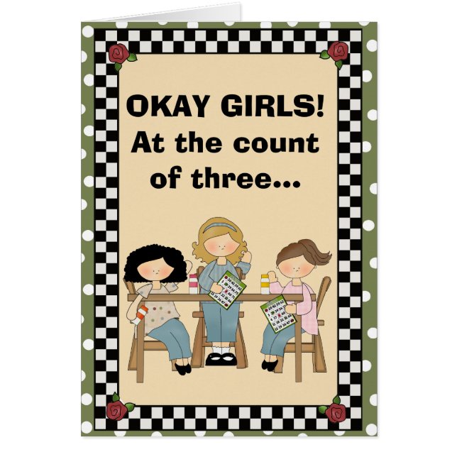 På räkningen av tre… hälsningskort (Framsidan)