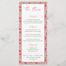 På Rosa Peony Botanical Bröllop Menu