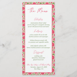 På Rosa Peony Botanical Bröllop Menu Meny