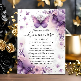 På Royal Guld Tiara Lilac Light Lila Quinceanera Inbjudningar