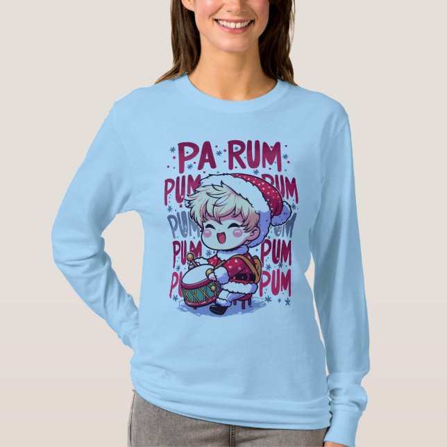 Pa Rum Pum Pum Pum Little Drummer Boy Funny Julaft T Shirt (Framsida)