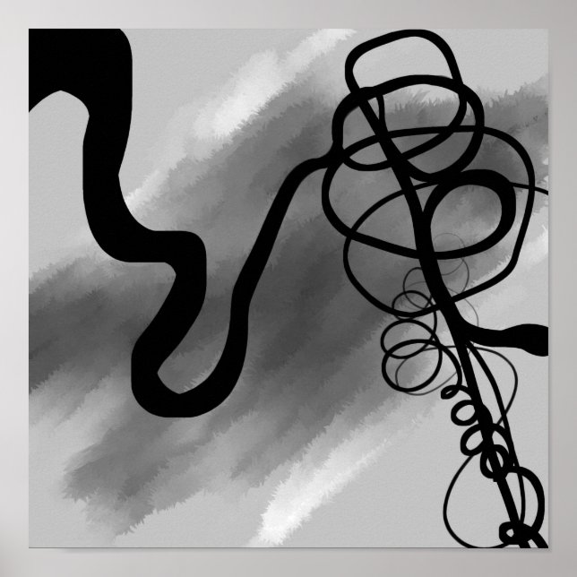 På rutnätet: Abstrakt Black och Grått Poster (Framsidan)