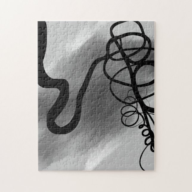 På rutnätet: Abstrakt Black och Grått Pussel (Vertikal)