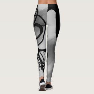 På rutnätet: Abstrakt Grått, svartvitt Leggings