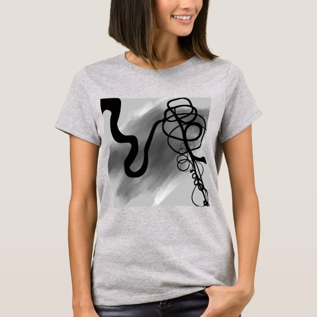 På rutnätet: Abstrakt Grått, svartvitt T Shirt (Framsida)