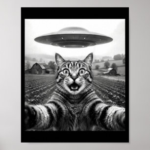 På ryggen Katt Selfie Alien Ufo Poster