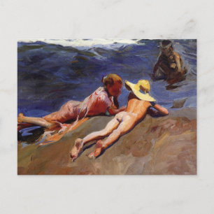 På Sand, Valencia Beach - Joaquín Sorolla Vykort