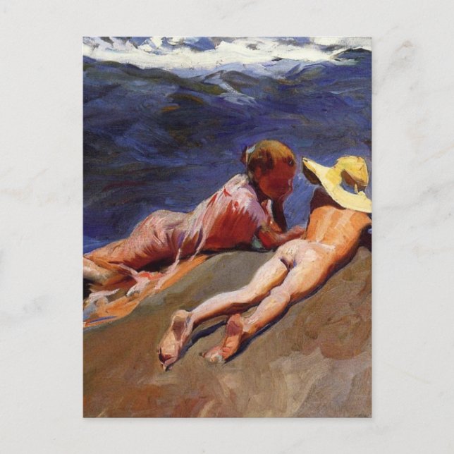 På Sand, Valencia Beach - Joaquín Sorolla Vykort (Framsida)