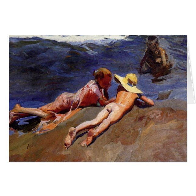 På sanden Valencia strand - Joaquín Sorolla Hälsningskort (Framsidan Horizontal)