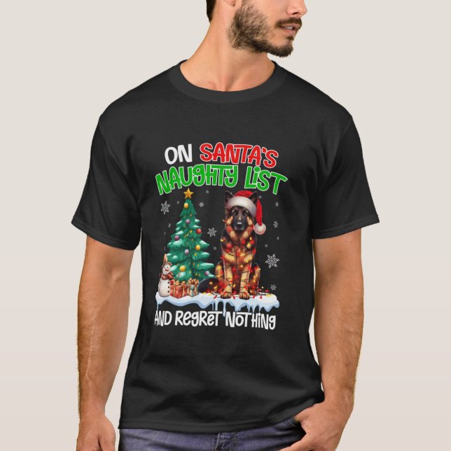 På Santa s Julafton Naughty List beklagar ingentin T Shirt (Framsida)